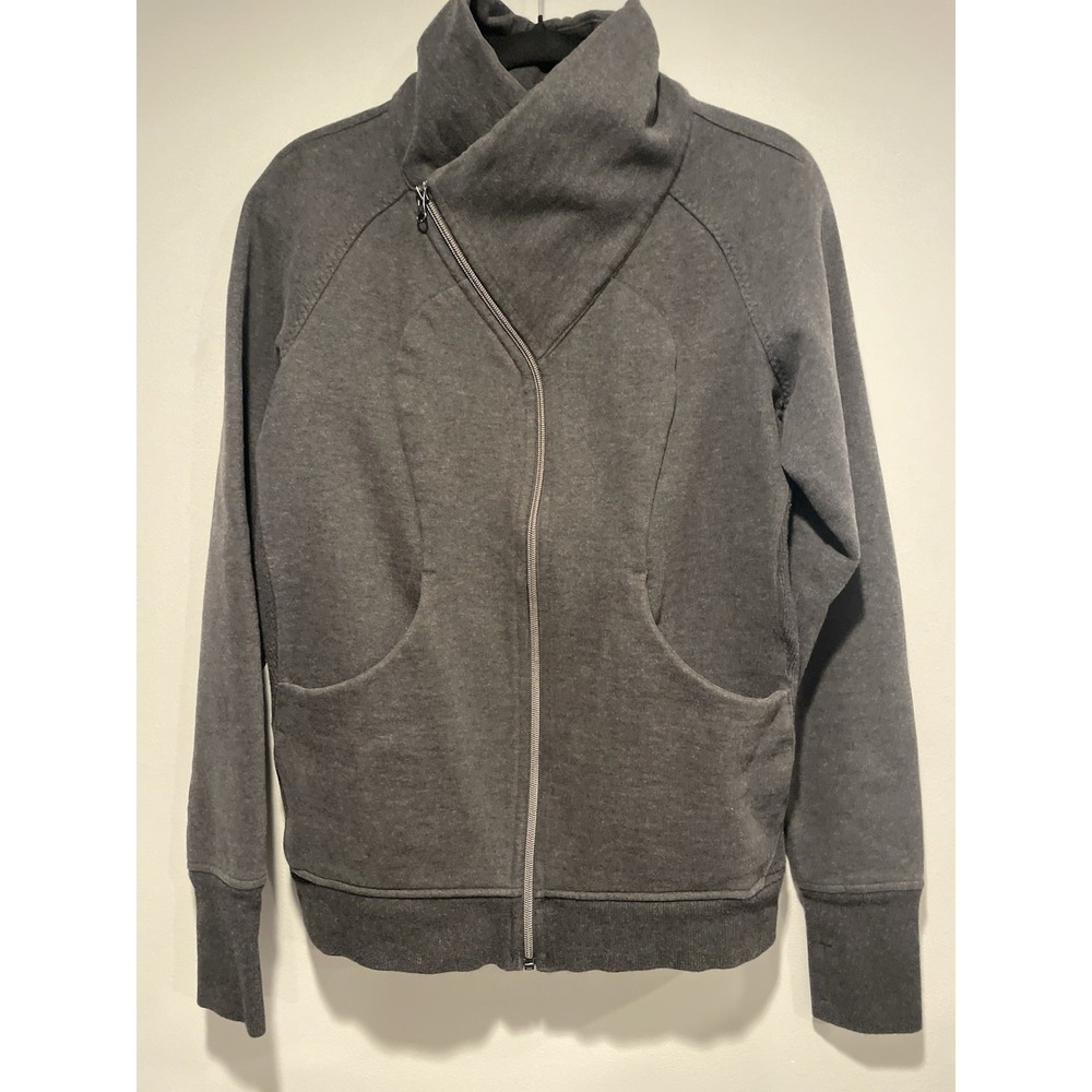 Lululemon Cozy Cuddle Up Jacket  Womens 10 Cotton Black Gray Athleisure Gym